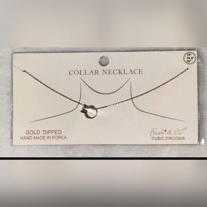 Dainty Engagement Ring Necklace Rose Gold Dipped CZ 14" +1" Chain Fresh & Co